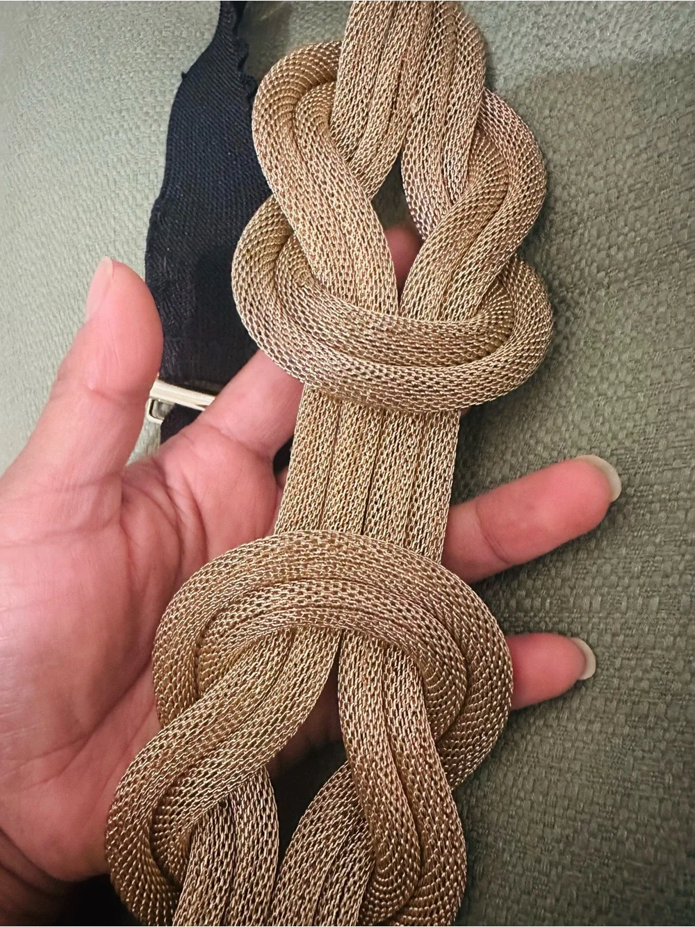 Gold Knot Braided Elastic Waist Belt - Women Accessories